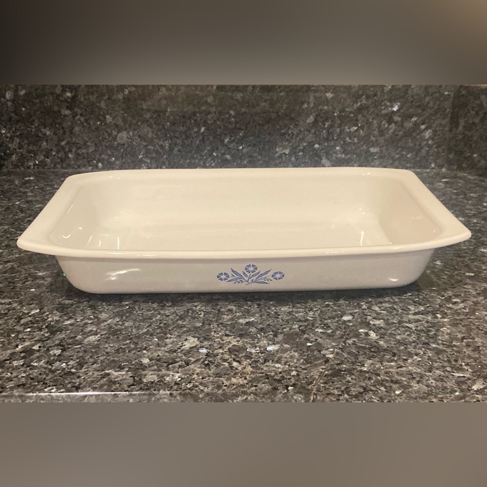 CorningWare BLUE CORNFLOWER P-76-B Open Roaster 17" x 11" x 2.5"•EUC